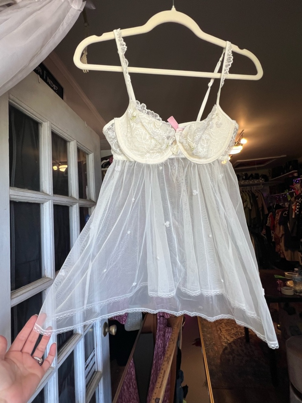 Victoria's Secret Ivory Lace Sheer Babydoll Chemise